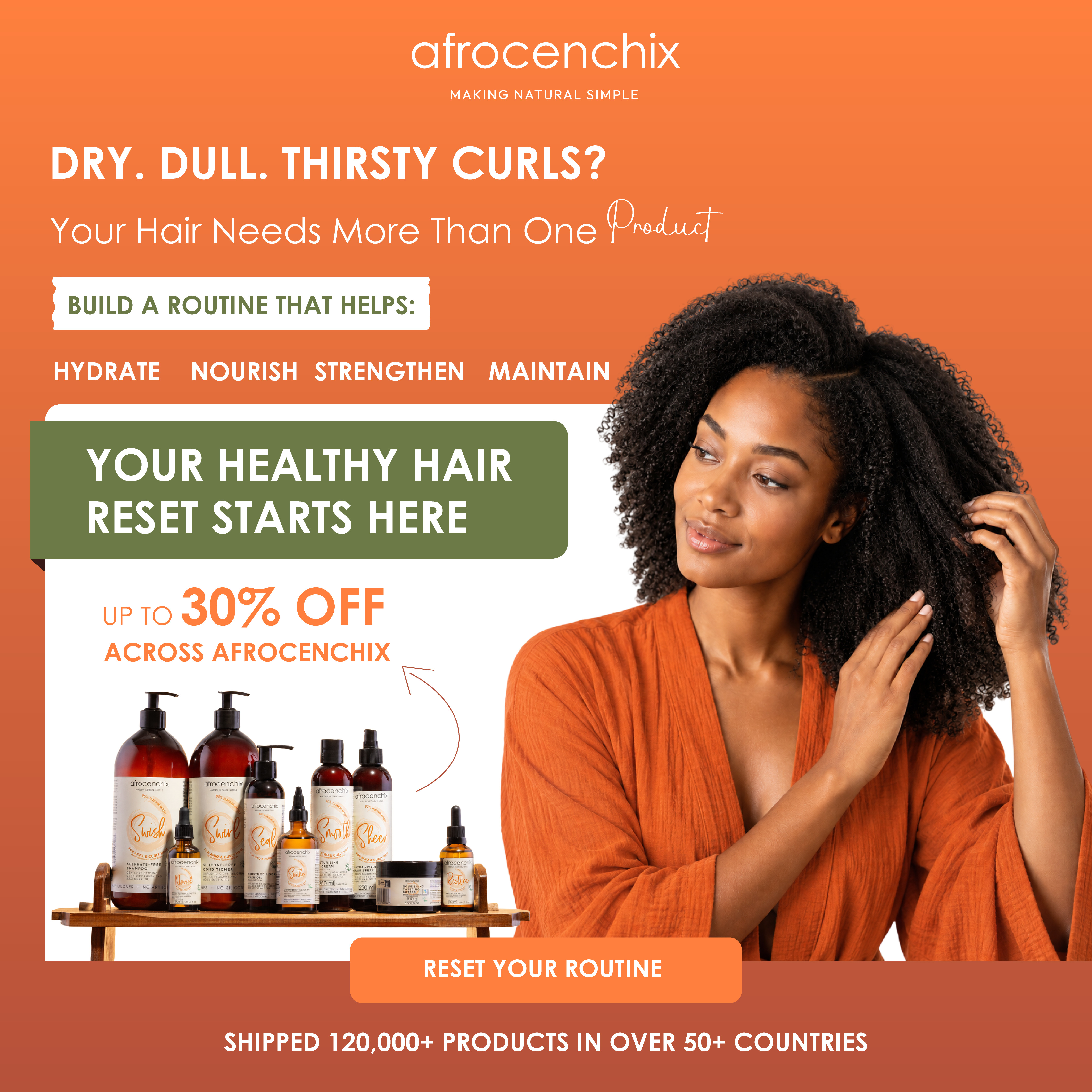 Afrocenchix Facebook ad: Ready to give your curls the full Afrocenchix…
