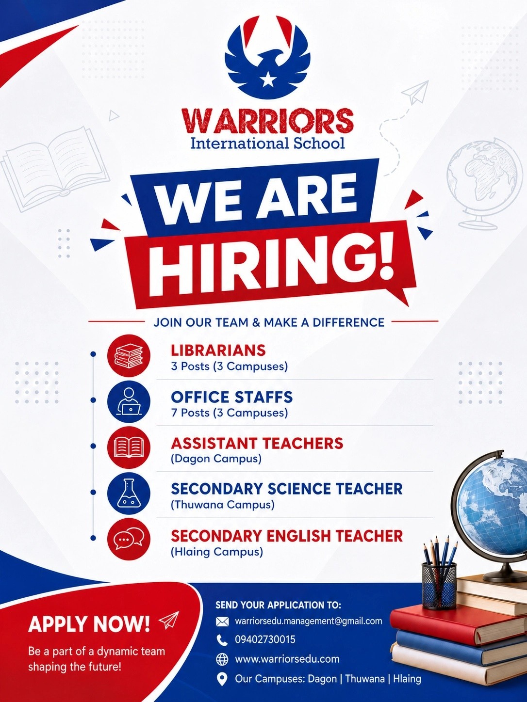 Warriors International School Facebook ad: WE ARE HIRING