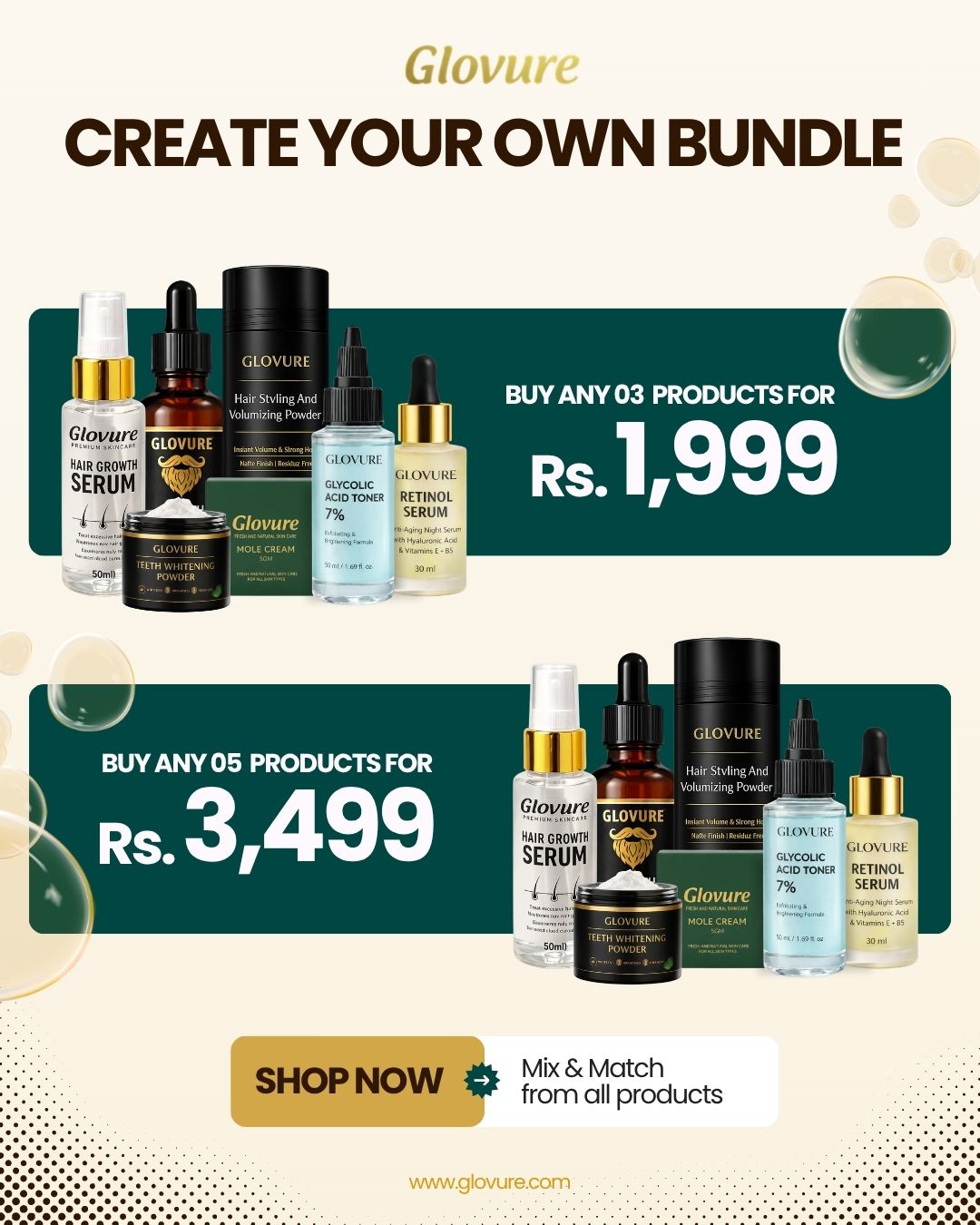 Glovure.com Facebook ad: Bundle Offers - Minimum Cost