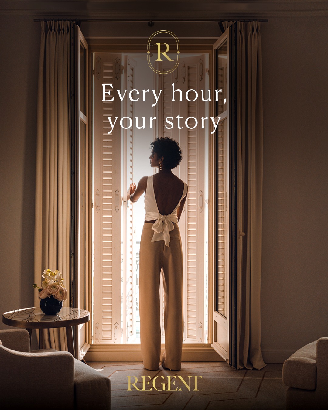 Regent Hotels & Resorts Facebook ad: Serene mornings, golden afternoons, endless evenings.