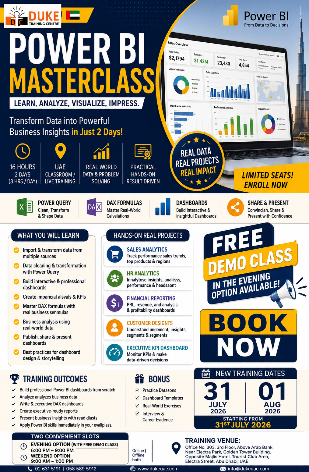Duke Training Center Facebook ad: Power BI Course | Limited Seats