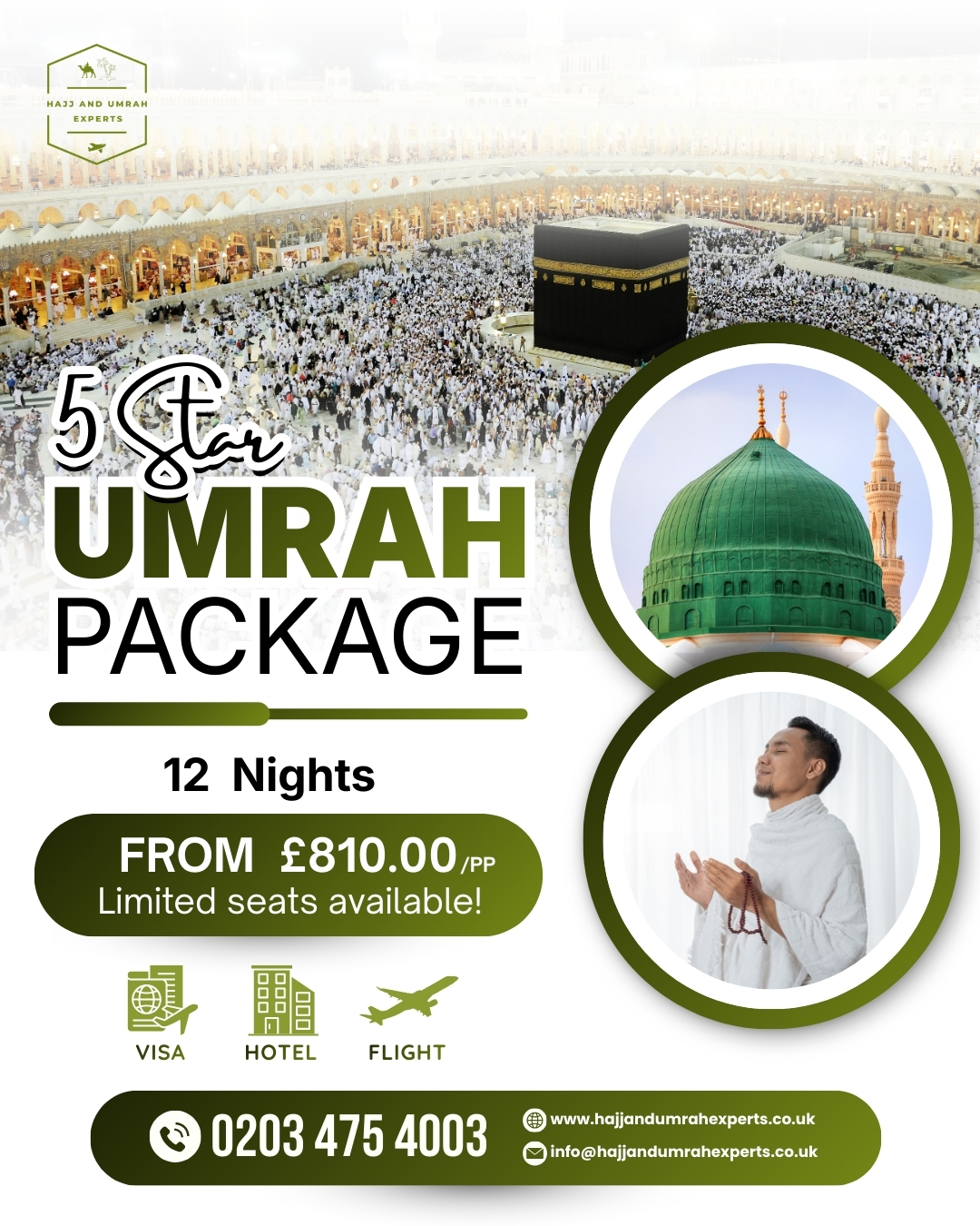 Hajj and Umrah Experts Facebook ad: ๐2 ๐๐ข๐ ๐ก๐ญ๐ฌ ๐-๐๐ญ๐๐ซ Summer Holidays 2026โฆ