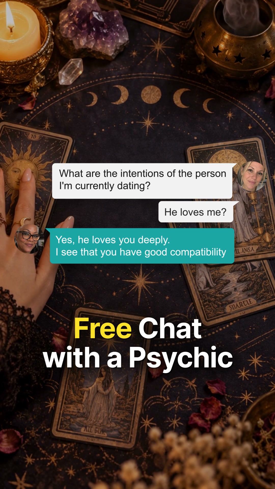 PsychicBook Facebook ad: Try now, FREE first chat