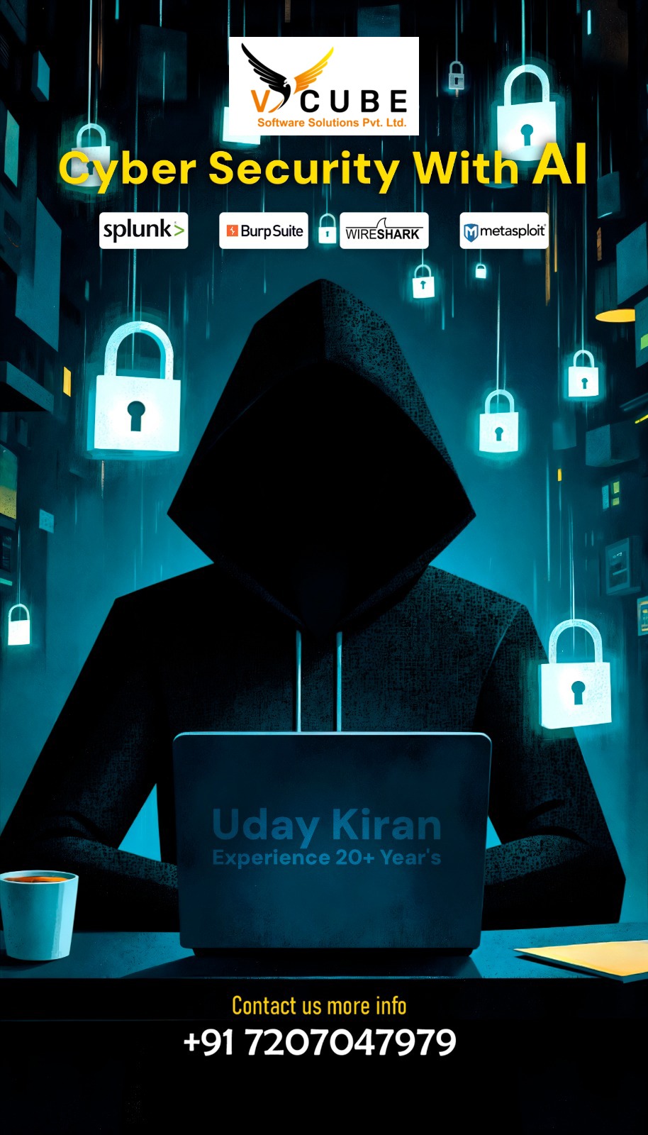 Vcube Cyber Security Facebook ad: Learn Cyber Security with AI from 20+ Yrs Expert!