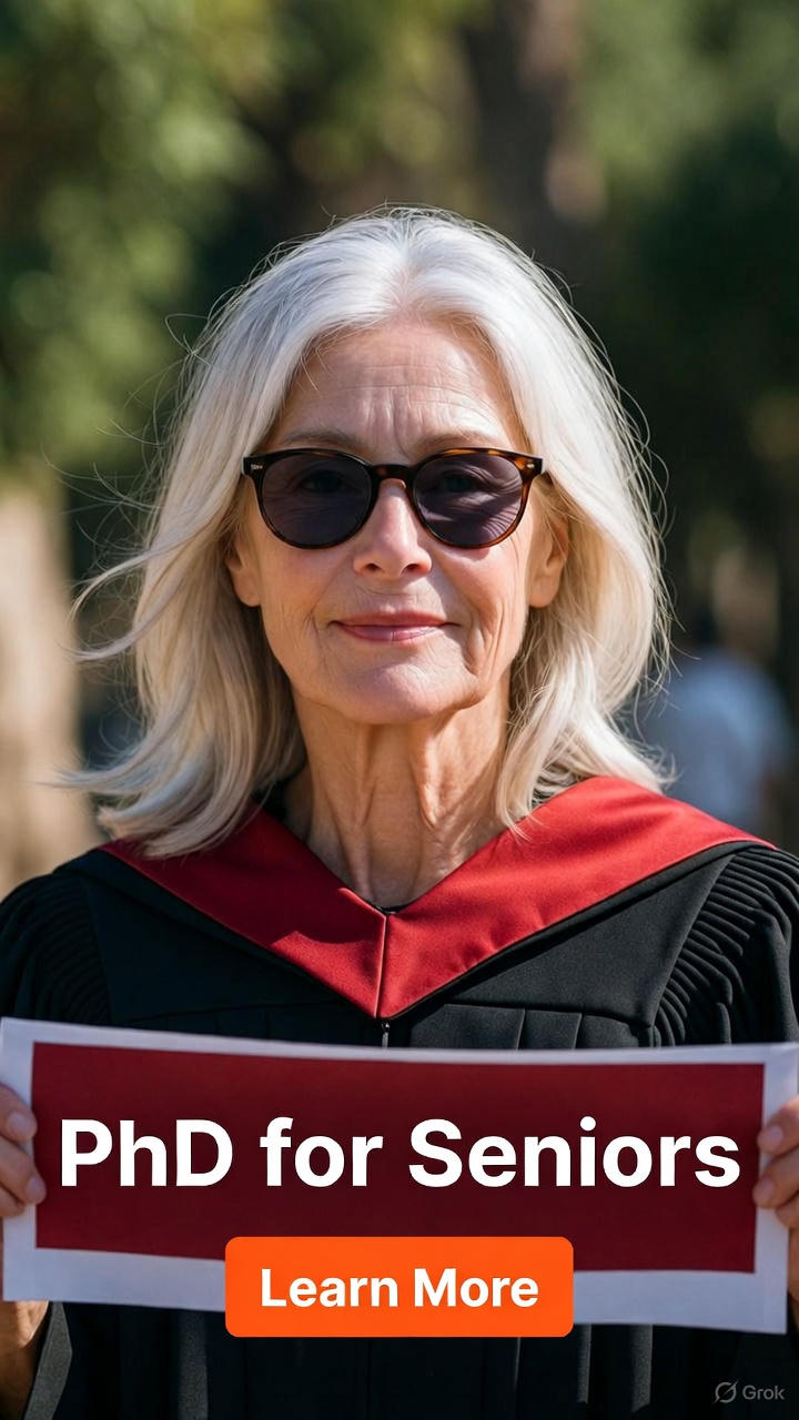 Pocket Savvy News Facebook ad: PhD for Seniors, Explore Programs That Might Suit You…