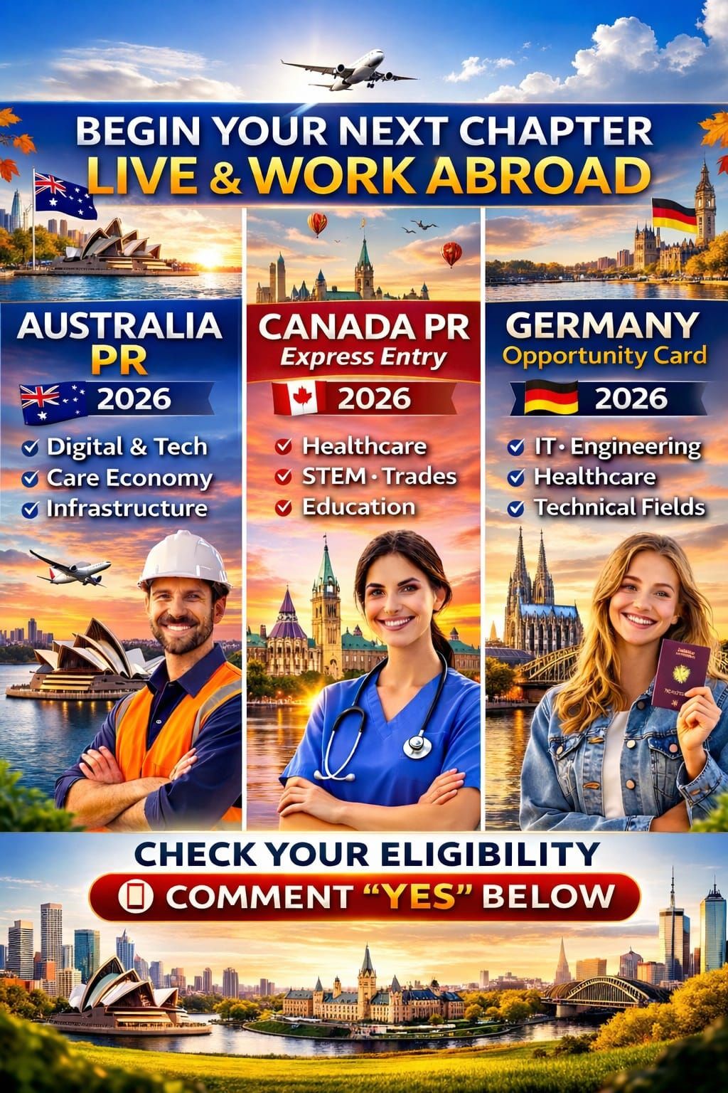 JobsGlobal.com and ACHR Global Immigration & Employment Services Facebook ad: EUROPE IS HIRING, CROATIA | HUNGARY | ALBANIA