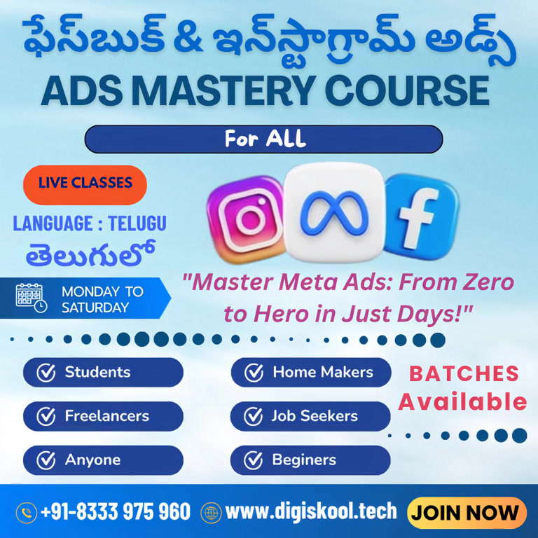 BtwoB Facebook ad: ఫేస్బుక్ & ఇన్స్టాగ్రామ్ అడ్స్ నేర్చుకోండి!