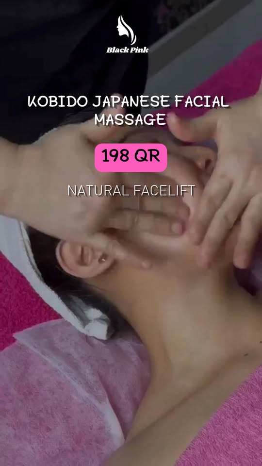 Black Pink Salon & Spa Qatar Facebook ad: Kobido Japanese Facial Massage