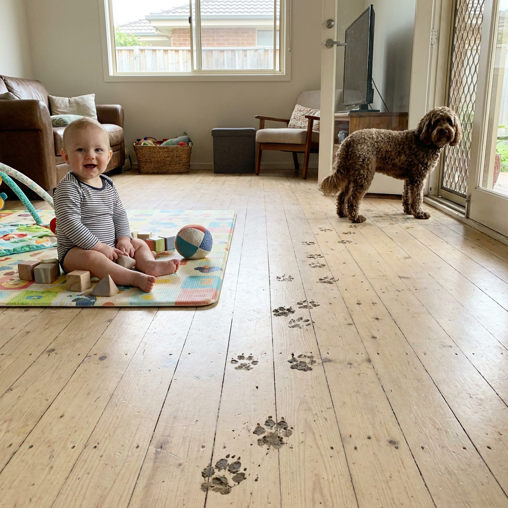 LunorNest Facebook ad: If There's A Baby On Your Floor And A Dog At Your Door…