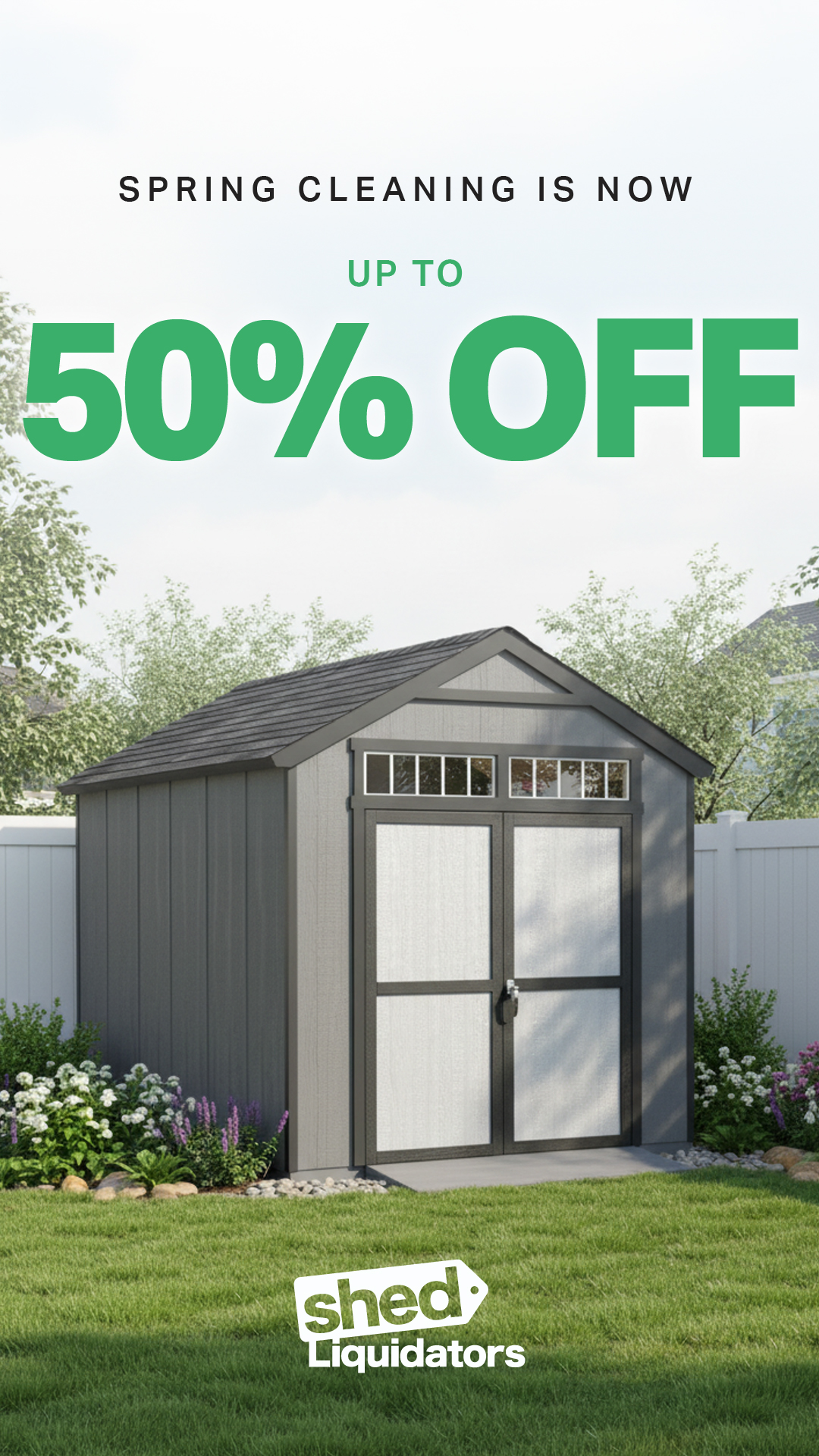 Shed Liquidators Facebook ad from Mar 4, 2026