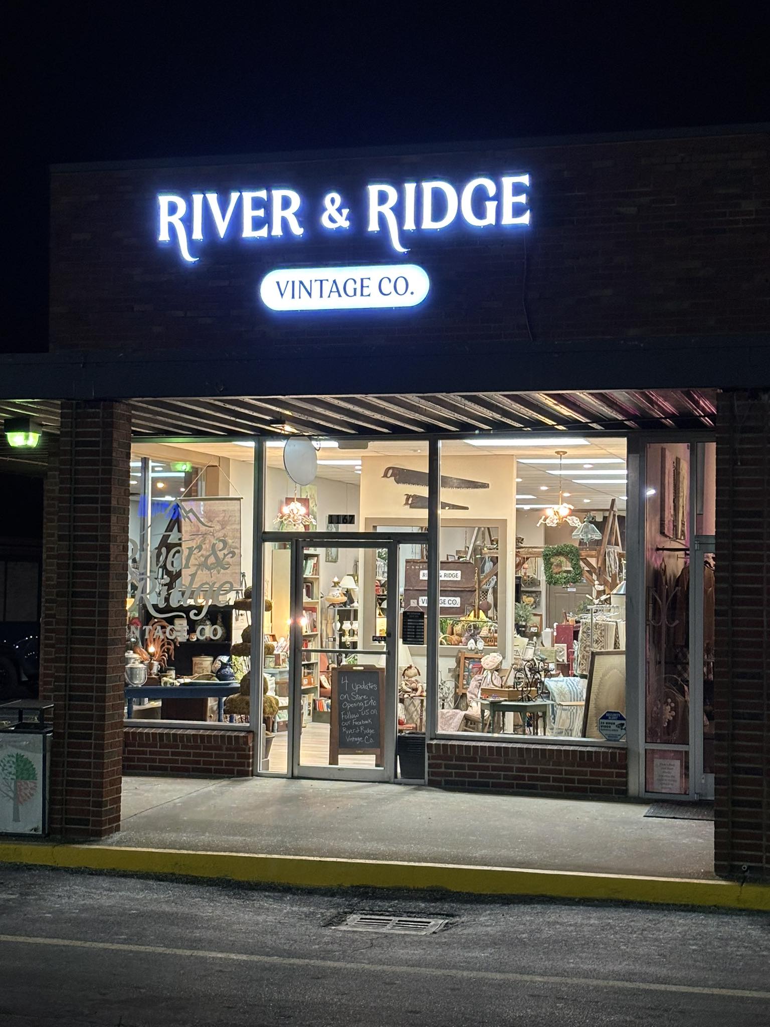 River & Ridge Vintage Co. Facebook ad: Discover the curated charm of yesteryear with River…