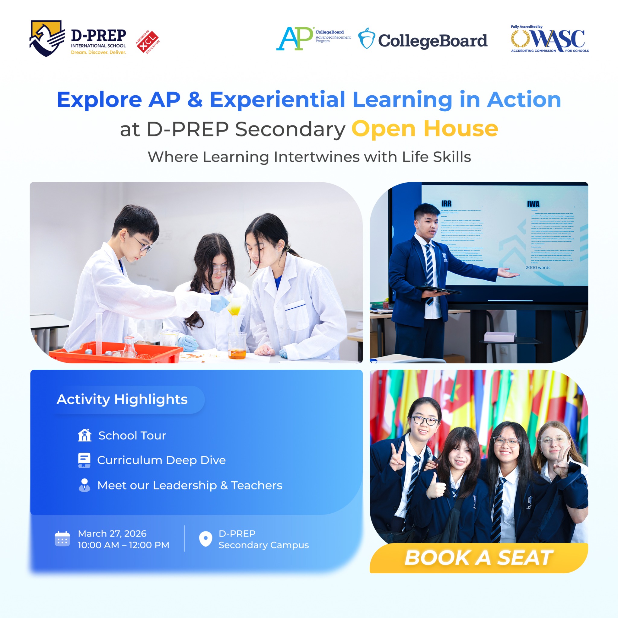 D-PREP International School Facebook ad: Reserve your seat today!