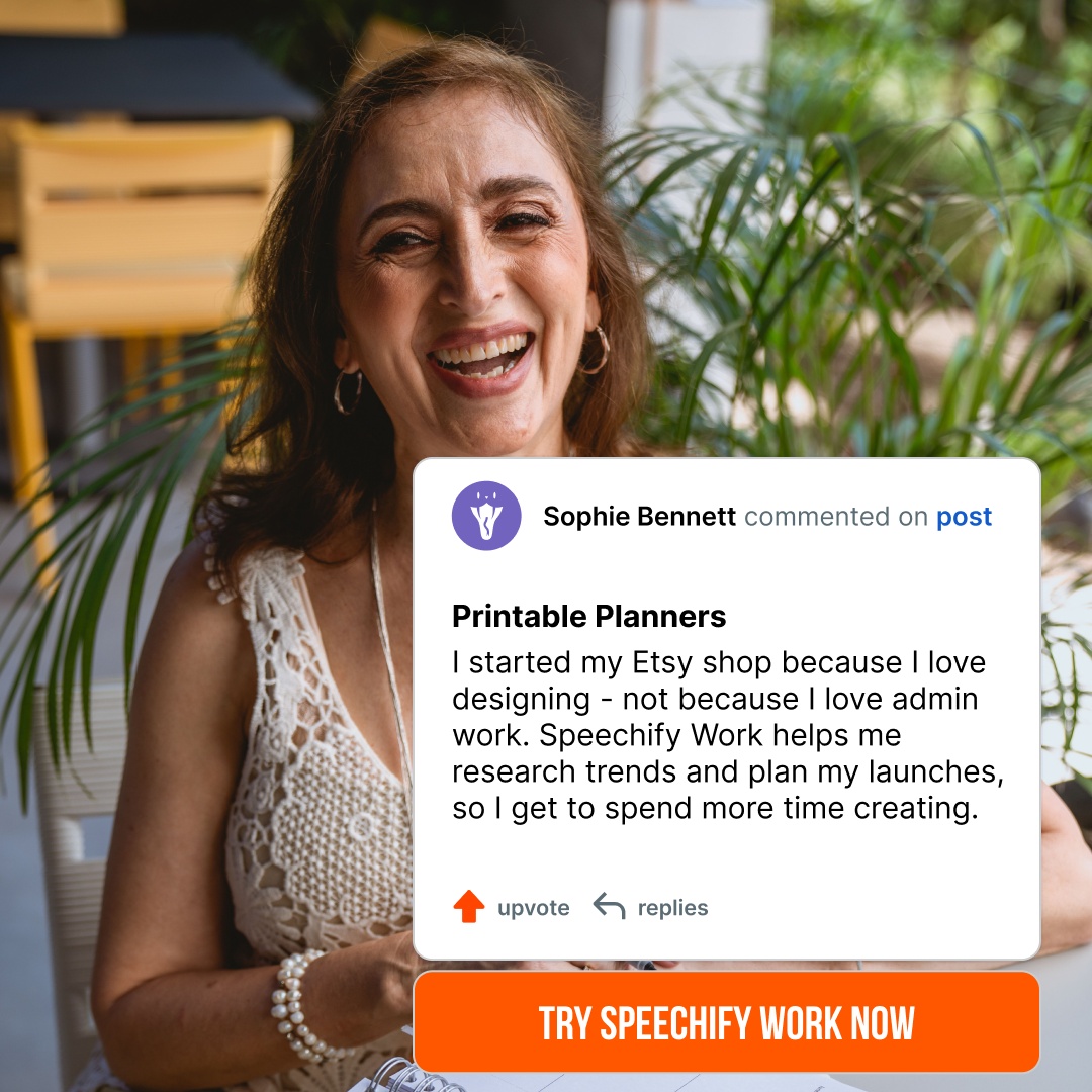 Speechify Work Facebook ad