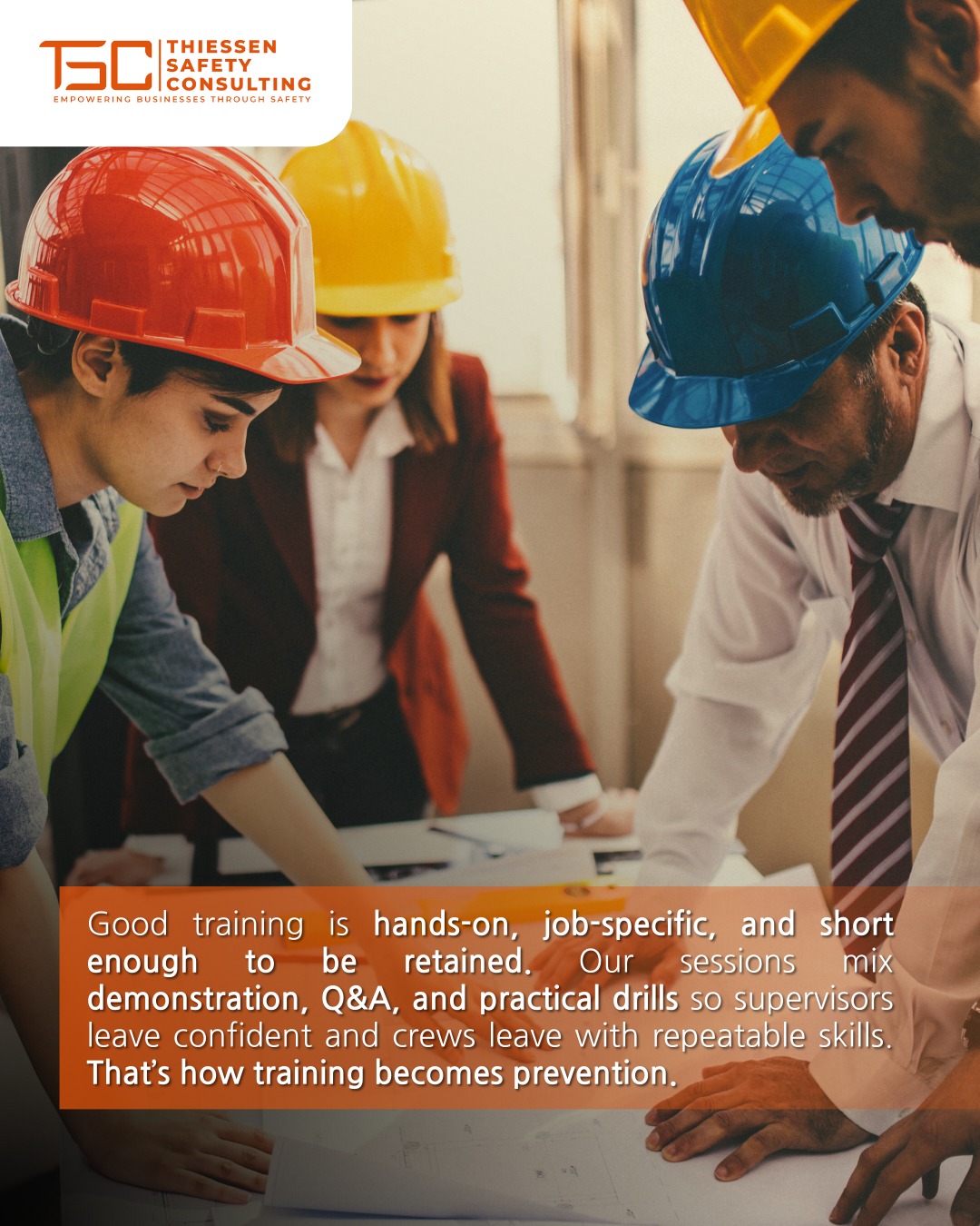 Thiessen Safety Consulting Facebook ad: Whether it’s fall protection, confined spaces, or…