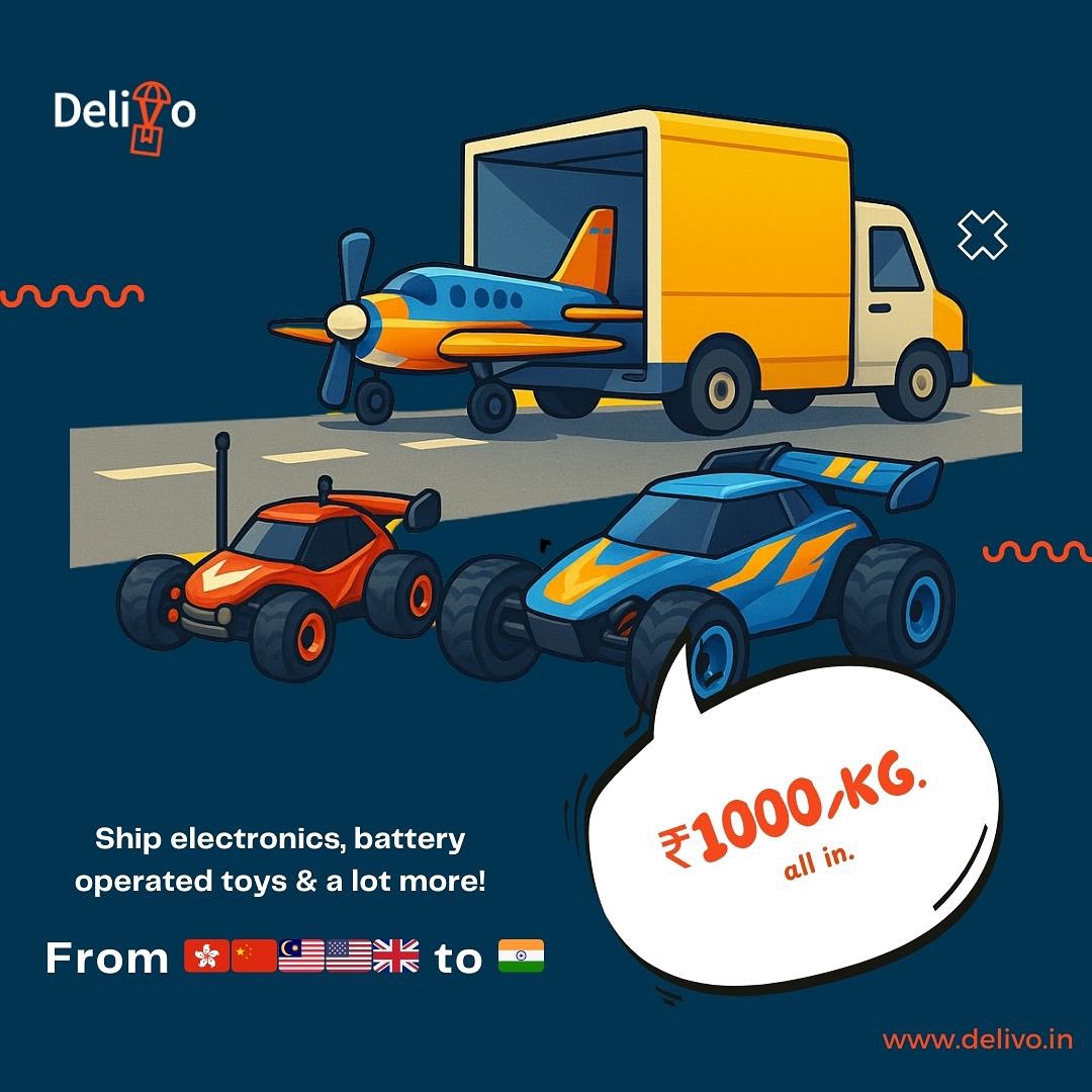 Delivo Facebook ad: Need seamless shipping & custom clearing for toys…
