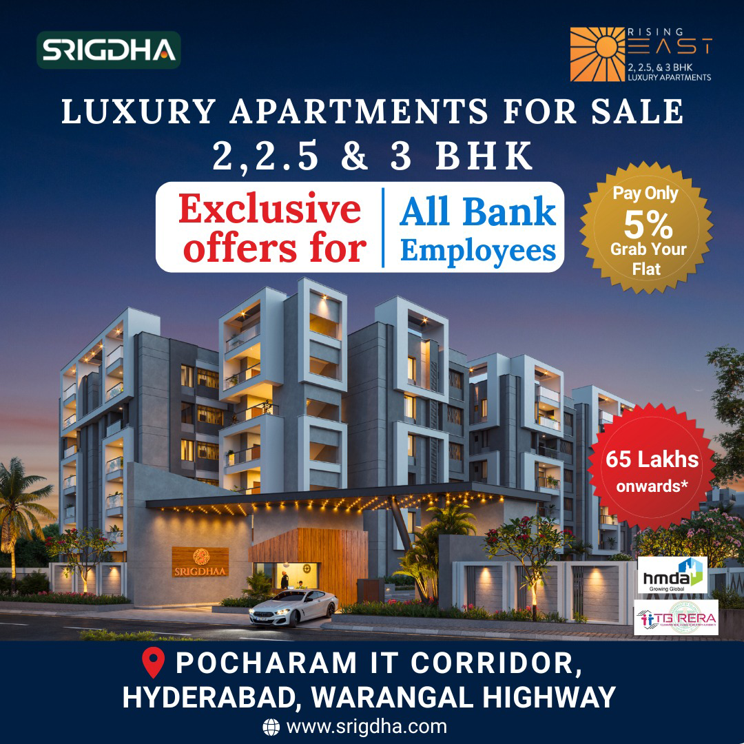 Srigdha Group Facebook ad: Apartments for sale in Pocharam, Hyderabad-Warangal Highway