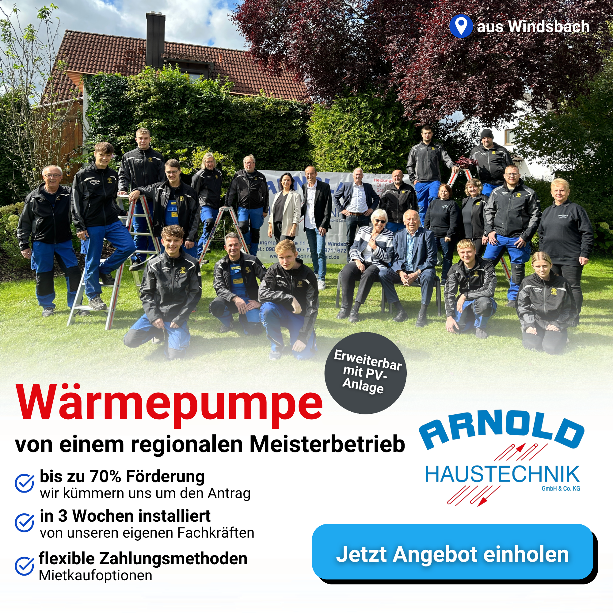 Haustechnik Arnold GmbH & Co. KG Facebook ad: 4,5/5-Sterne-Rating auf Google.de