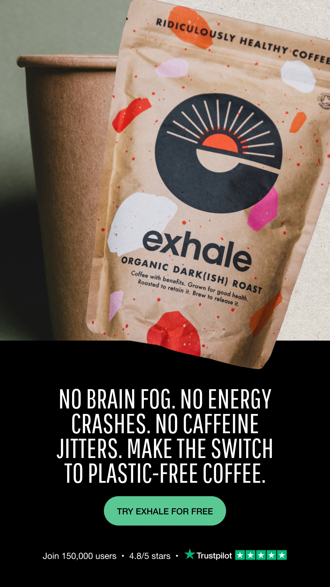 Exhale Healthy Coffee Facebook ad