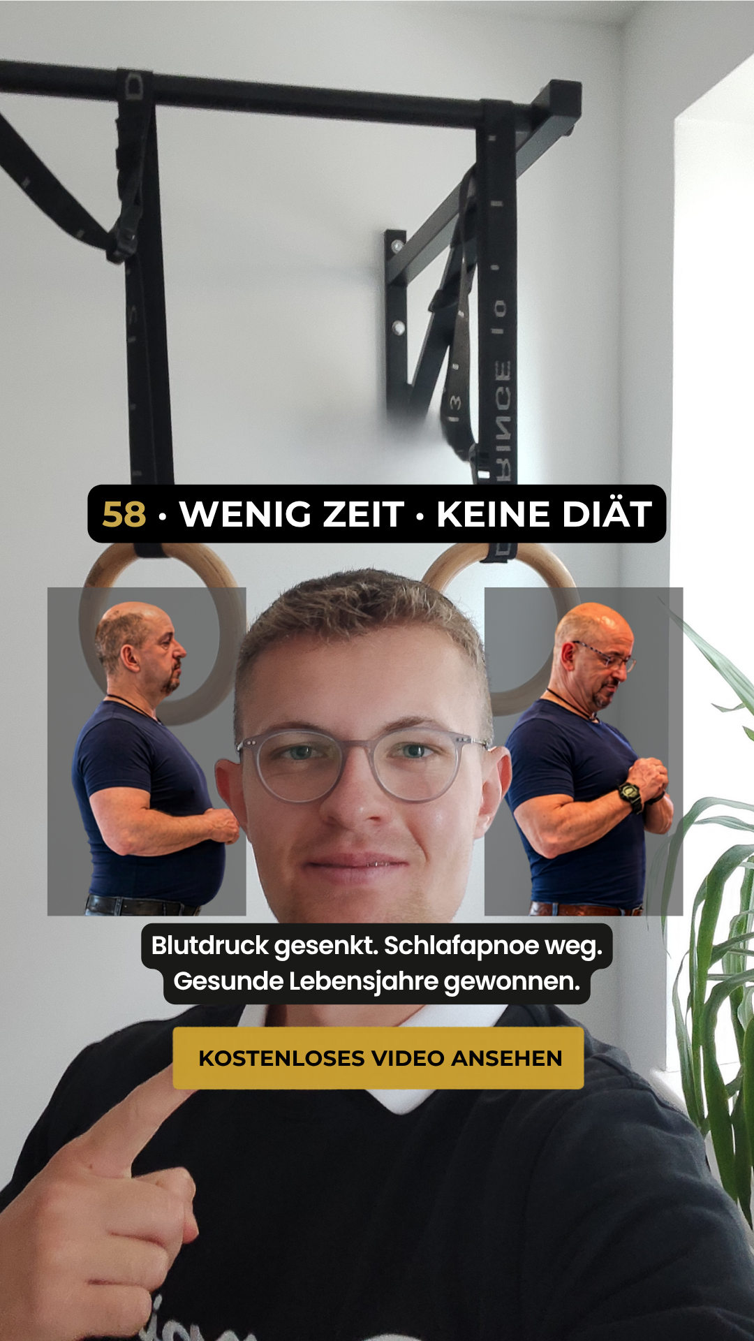 Leon Christ Facebook ad: 12 Wochen. Weniger Bauch. Mehr Kraft. Kein Gym.