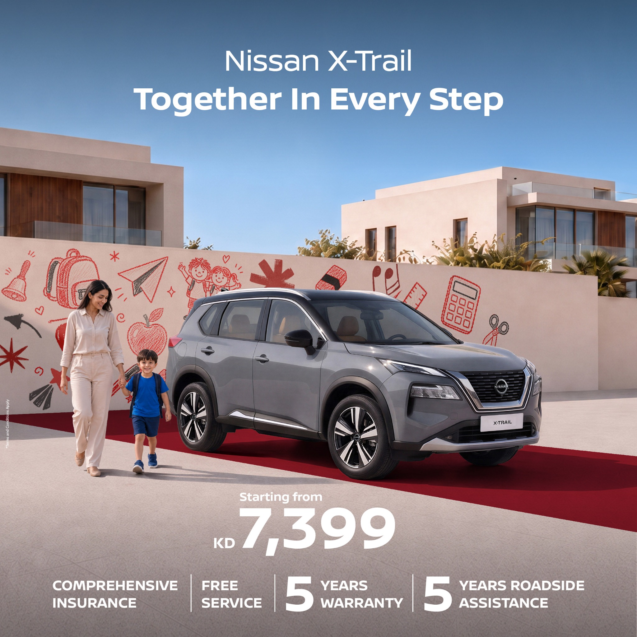 Nissan Kuwait - Al Babtain Facebook ad: Own the X-Trail starting from KD 7,399