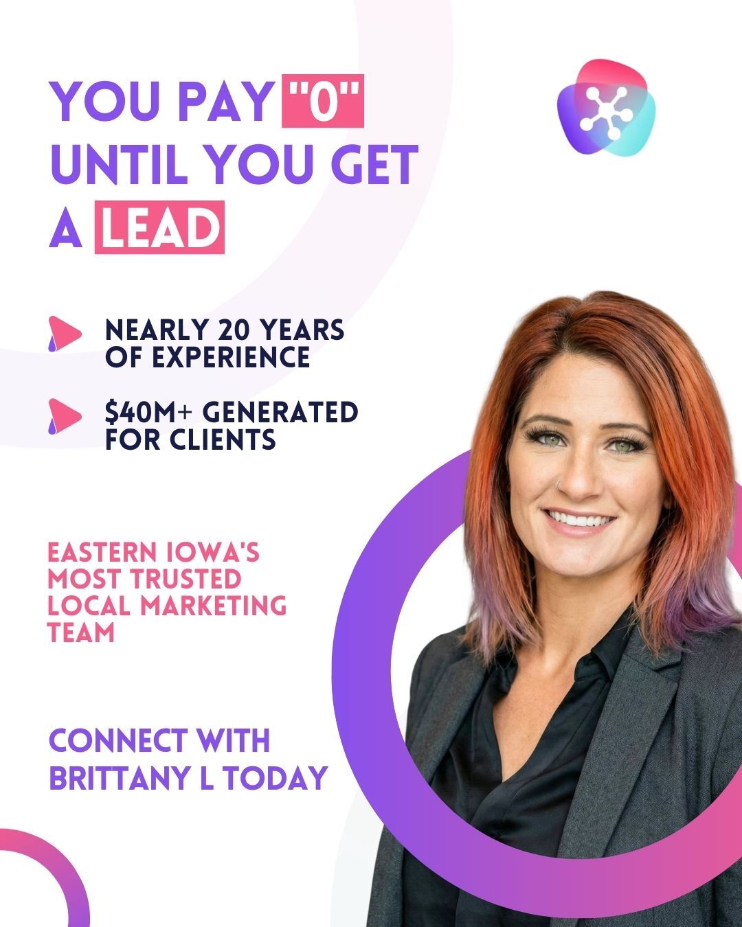 Inspired Connection Agency Facebook ad: Pay Only When You Get Leads
