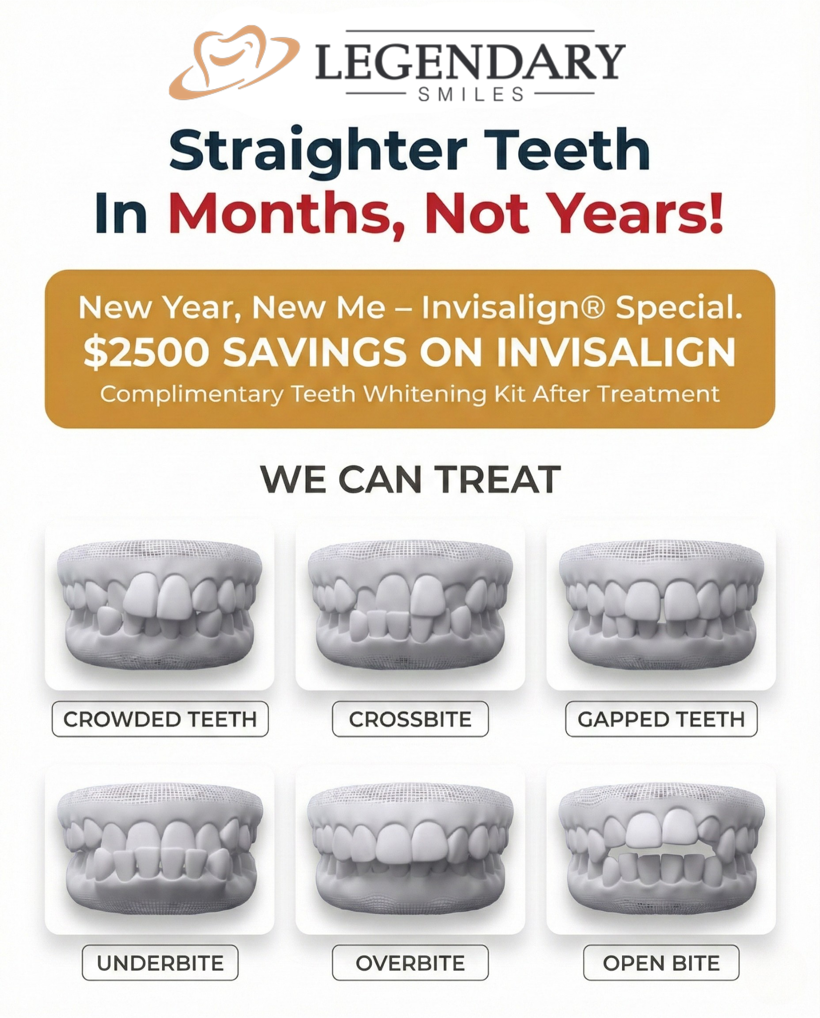 Legendary Smiles Havertown Facebook ad: $2500 OFF Invisalign Special Is Here!