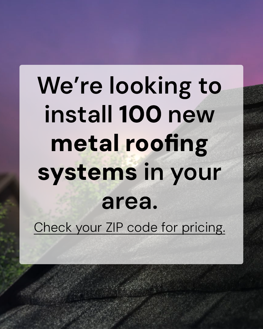 Erie Home Facebook ad: Start your metal roof upgrade today.