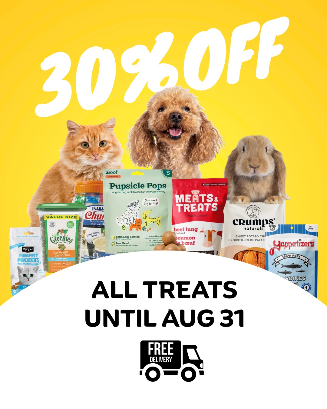 yellowbowlpet Facebook ad: Treat Time! 30% OFF!