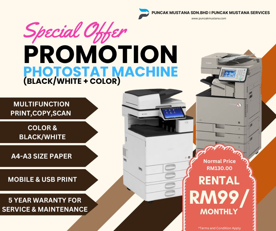 Puncak Mustana Sdn.Bhd Facebook ad: Upgrade Your Office with Our Multifunction Copier Machine!