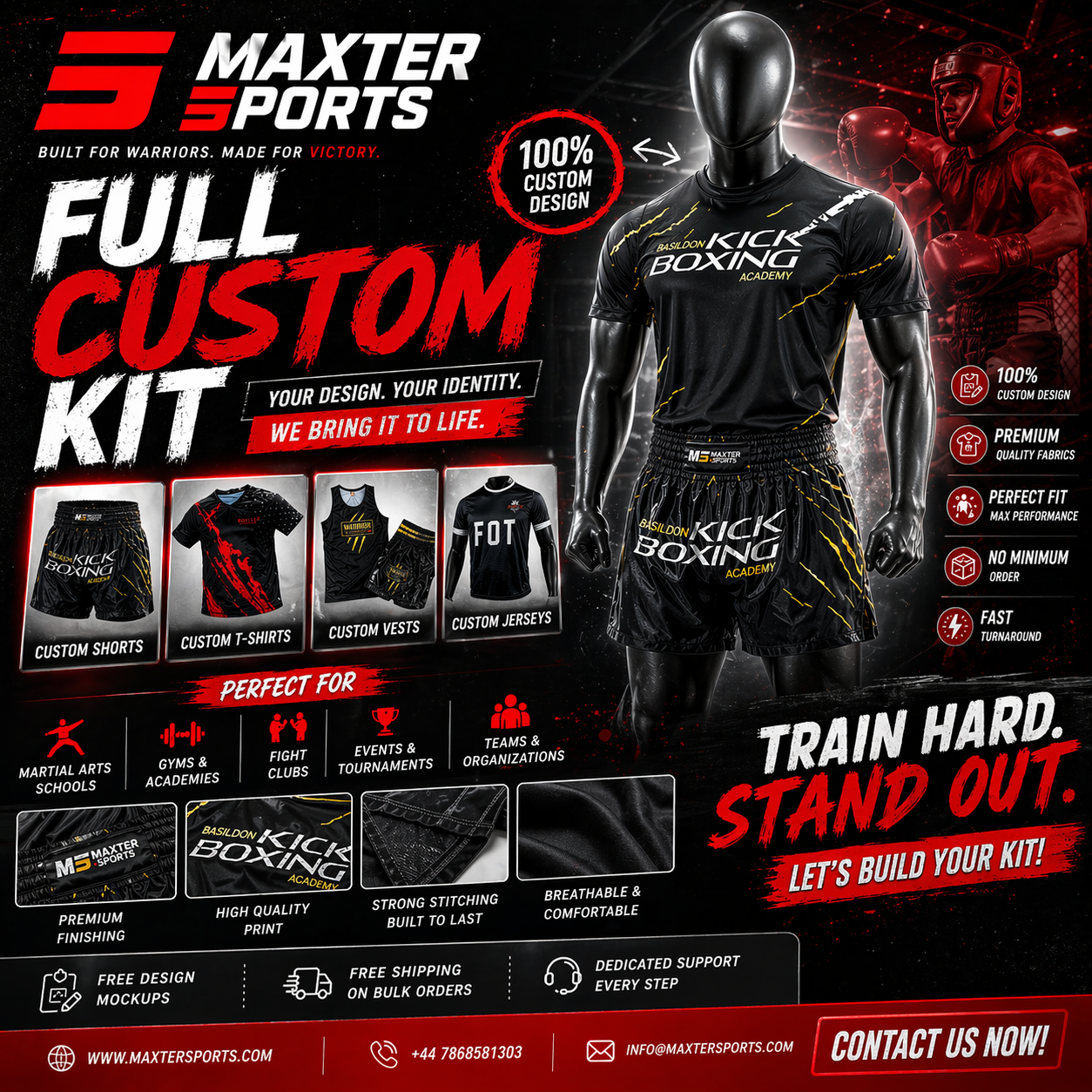 Maxter Sports Facebook ad: Premium Quality Low MOQs Fast Turnaround Doorstep Delivery