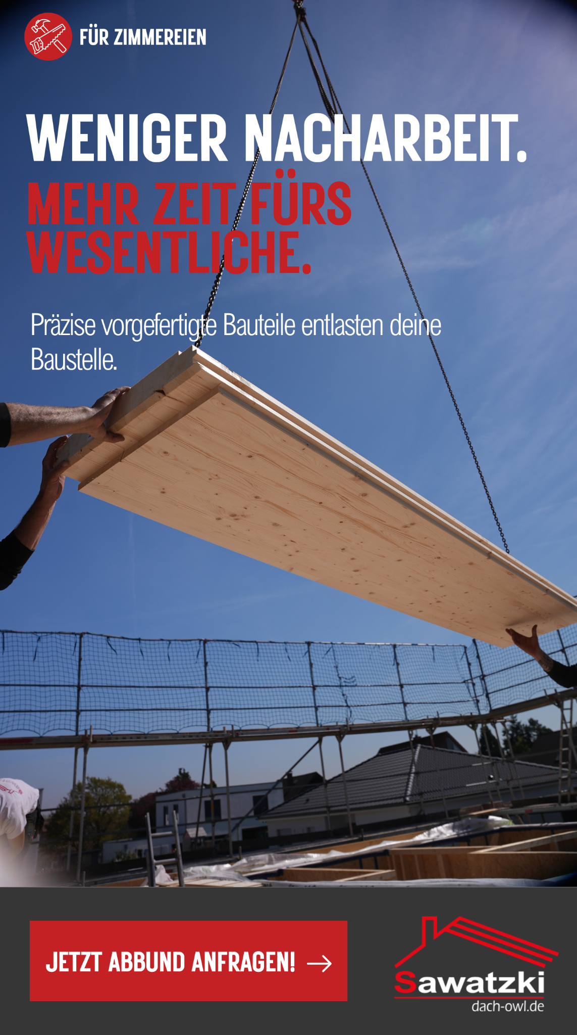 Cross Talent Marketing Facebook ad: Mehr Abbundkapazität für deine Zimmerei