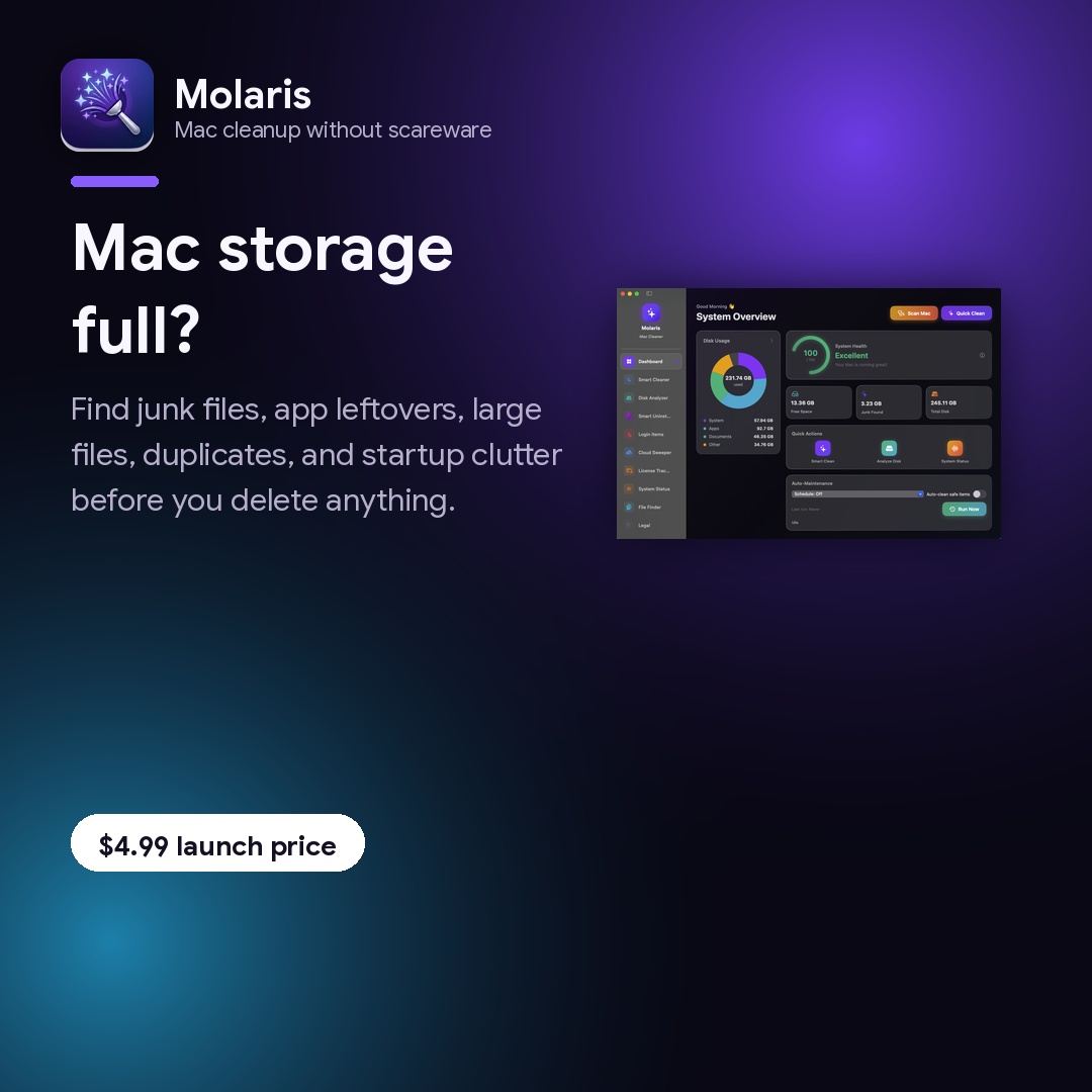Molaris Facebook ad: Mac storage full?