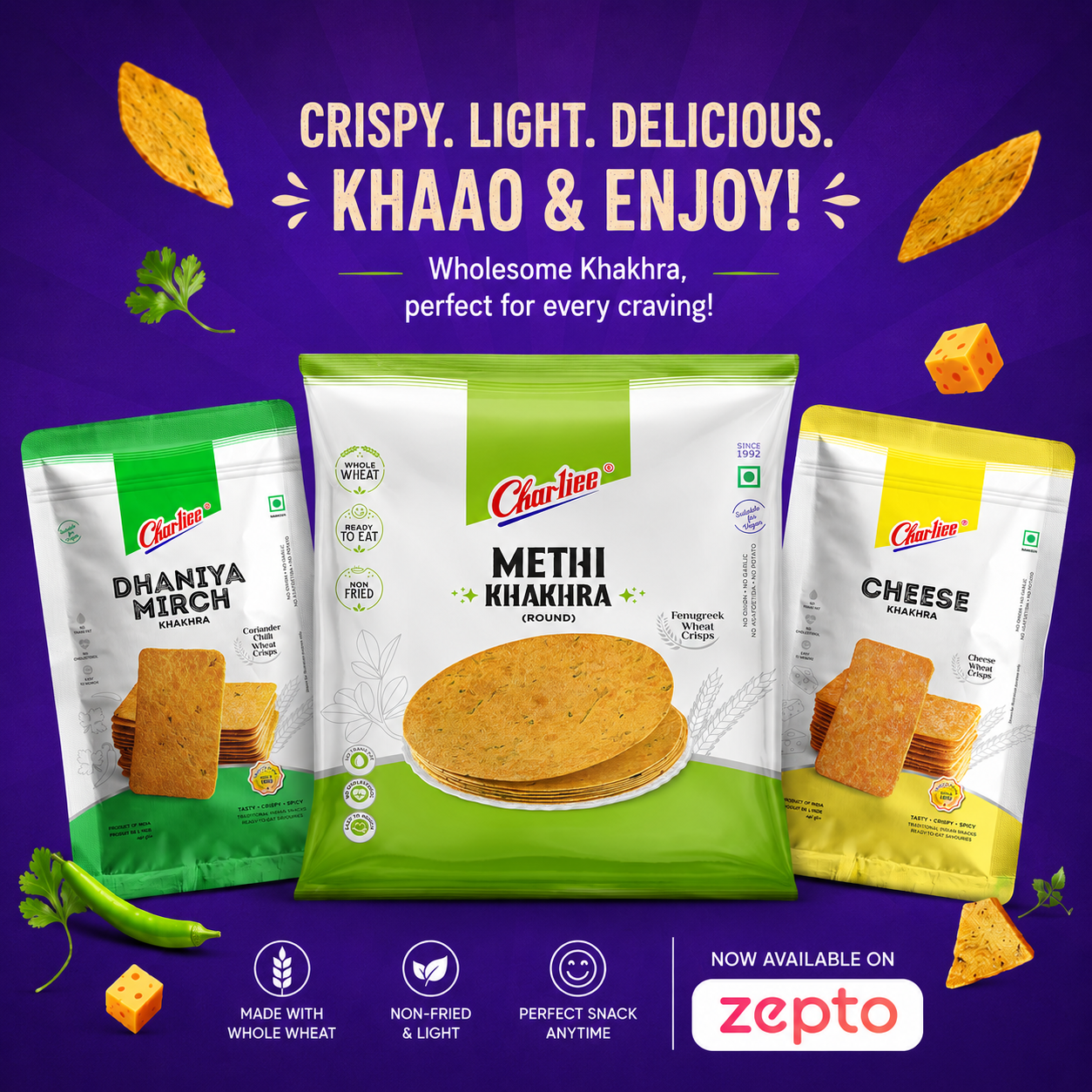Charliee Chikki Facebook ad: Welcome to Zepto, India's Fastest Online Grocery Delivery…