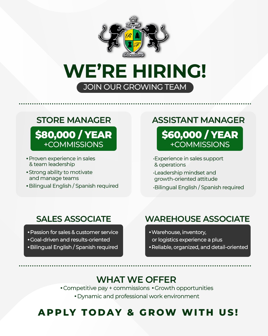Regal Furniture Facebook ad: Join the Regal Team