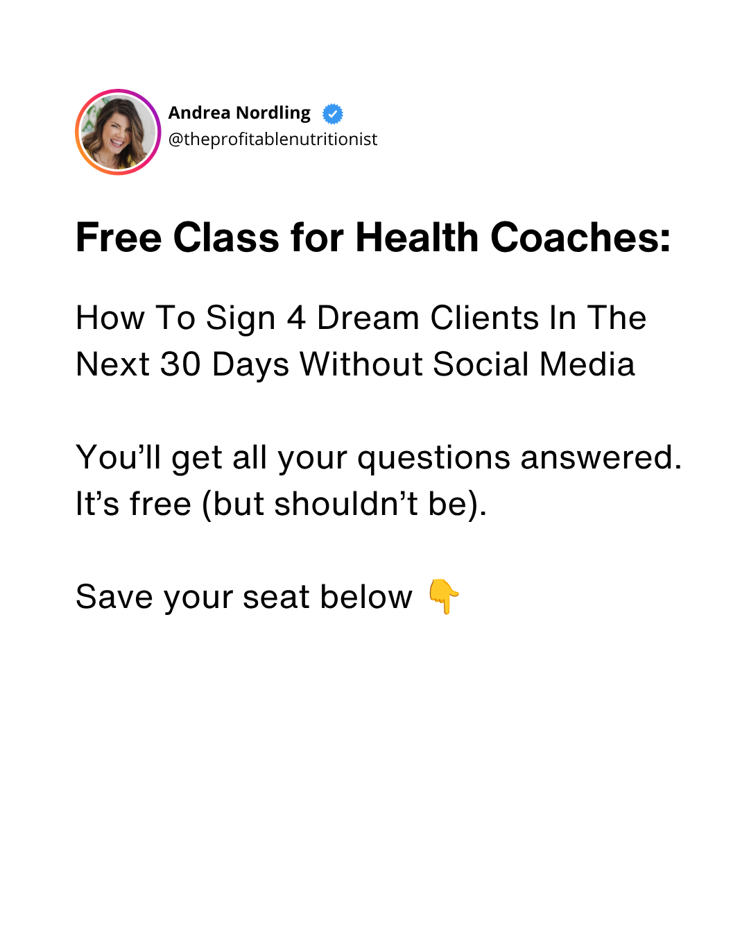 The Profitable Nutritionist Facebook ad