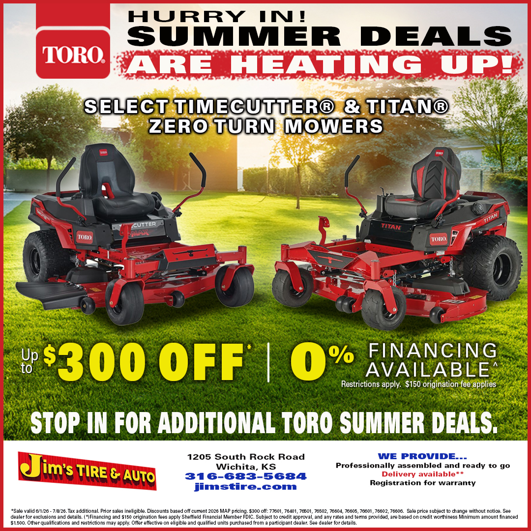 Jim's Tire & Auto Service Inc. Facebook ad: Toro Lawnmower Sale