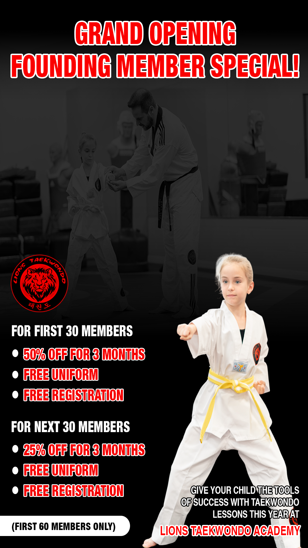 Lions Taekwondo Academy Chatsworth Facebook ad from Feb 3, 2026