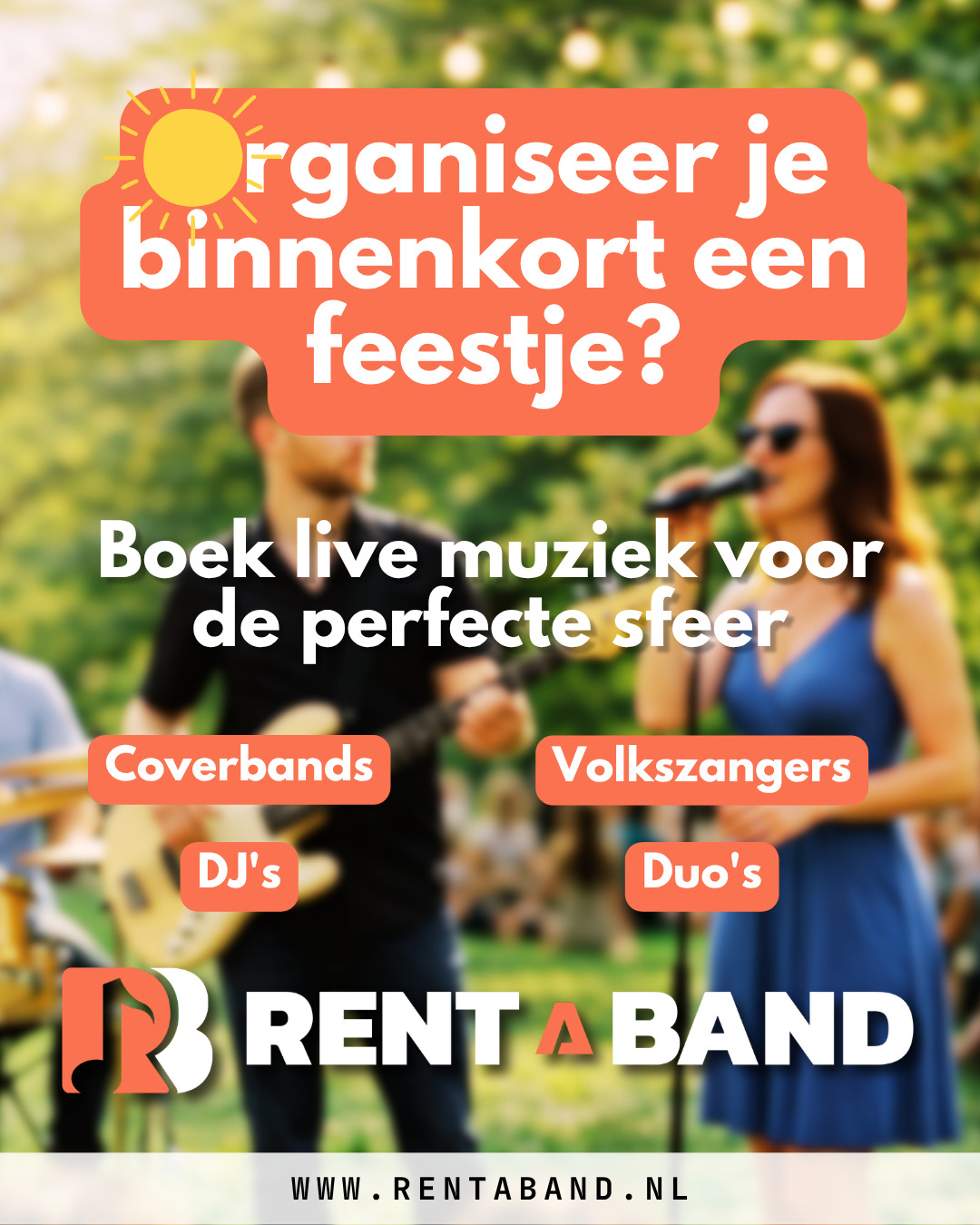 Rent a Band Facebook ad: Iets te vieren?