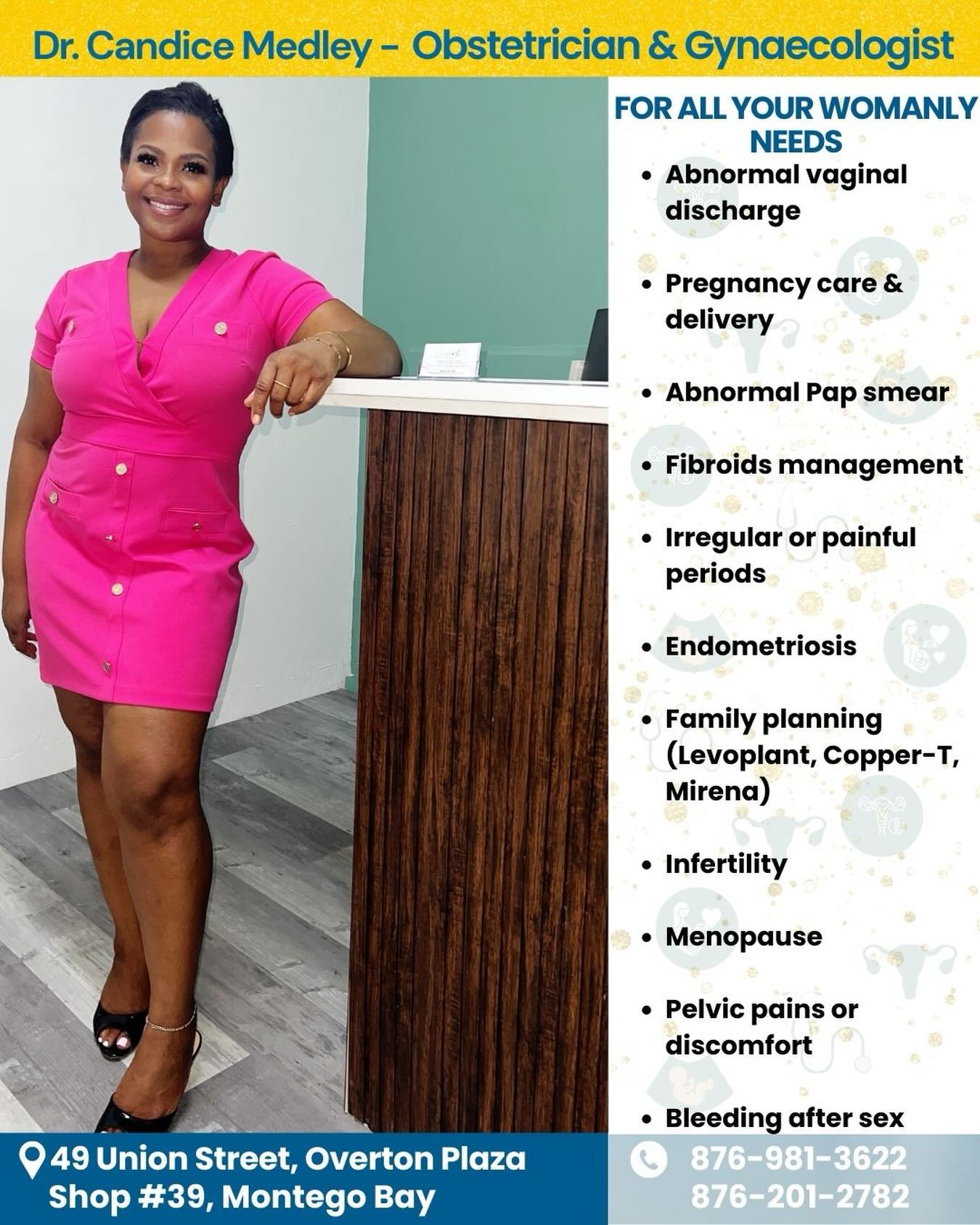 Jomax Medical Services Ltd Facebook ad: Meet Dr. Candice Medley, our Obstetrician & Gynaecologist…