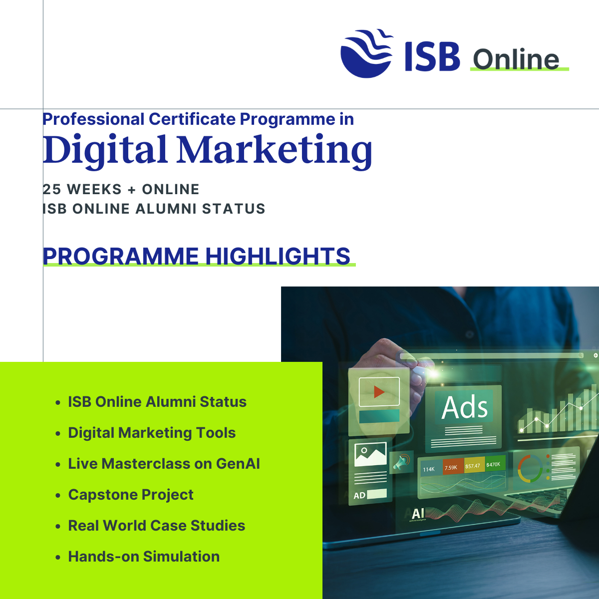 ISB Online's Professional Certificate Programme in Digital Marketing Facebook ad