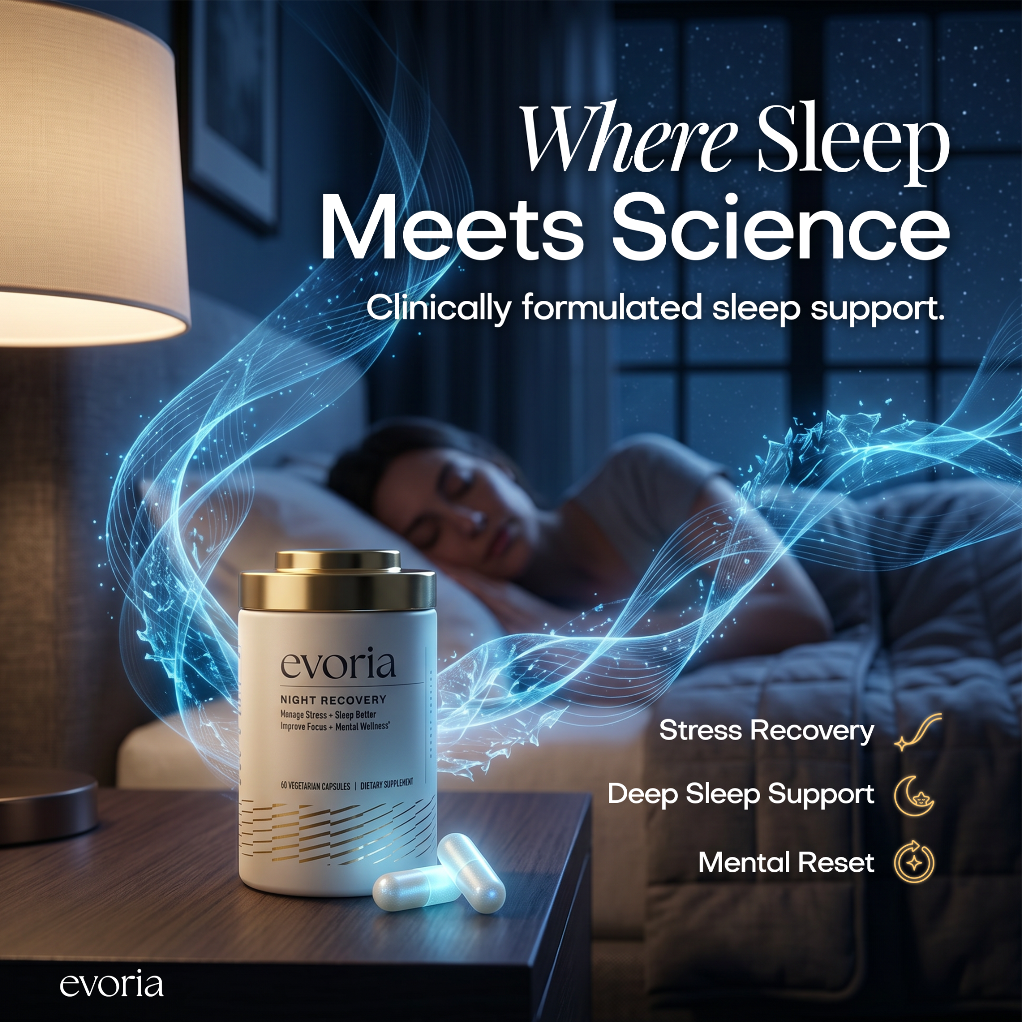Evoria Health Facebook ad: Smarter Magnesium. Deeper Sleep. Better Mornings.