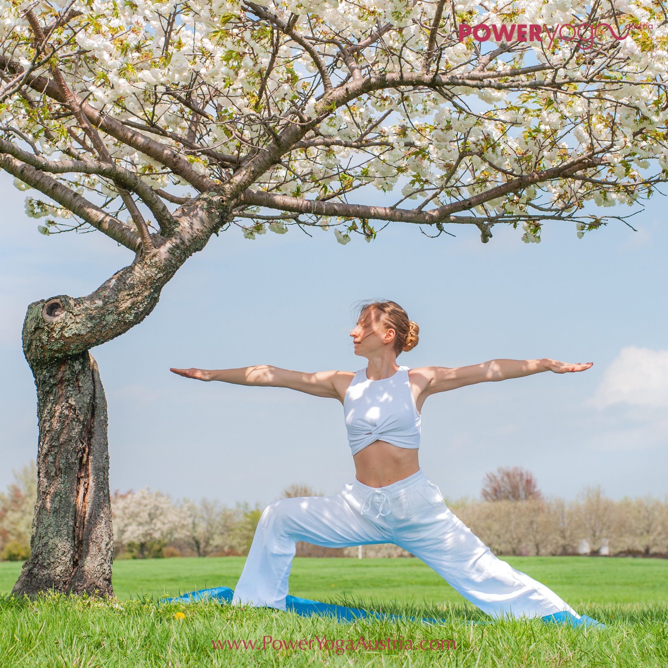 Power Yoga Austria Facebook ad: Bend, breathe, connect: A regular asana practice changes…