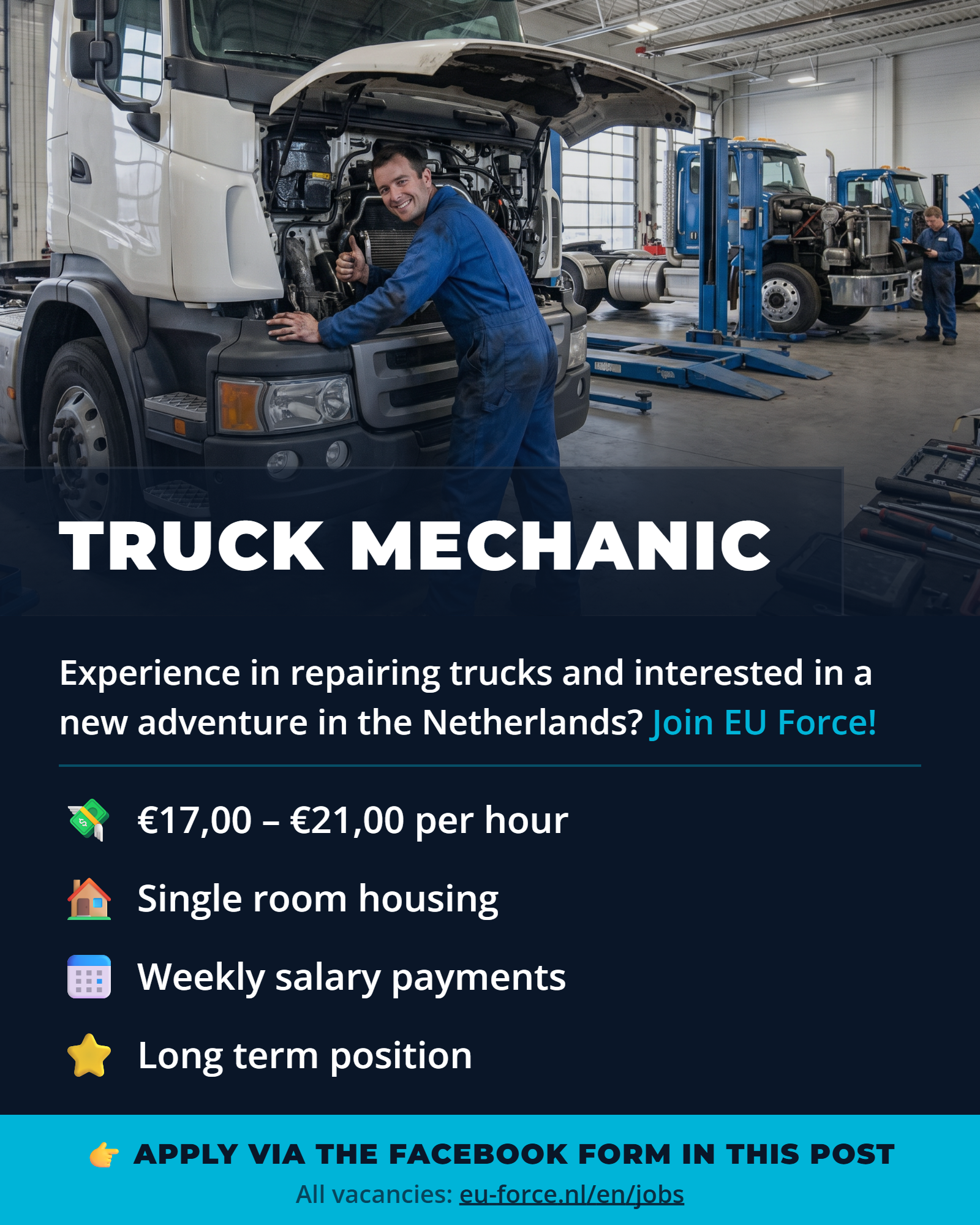 EU Force Facebook ad: Vacancy Truck Mechanic | Netherlands