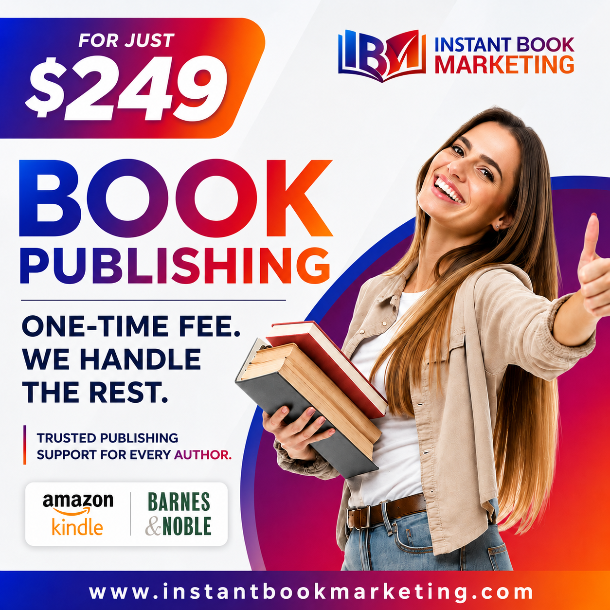 Instant Book Marketing Facebook ad: Publish on Amazon & Barnes & Noble - Done for You