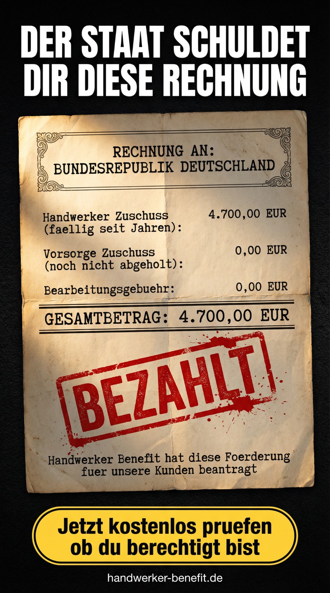 Handwerker Benefit Facebook ad