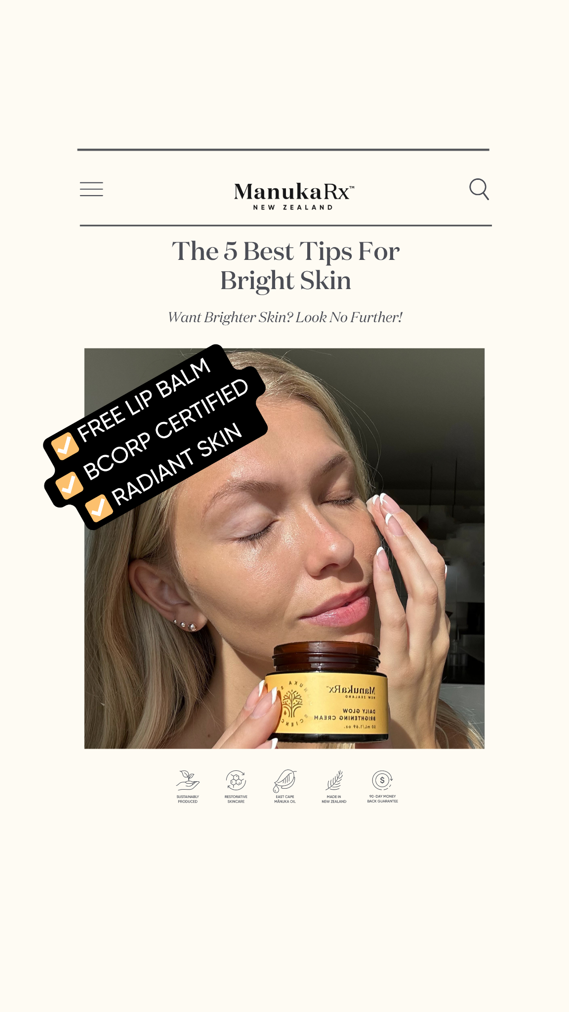ManukaRx Natural Skincare Facebook ad