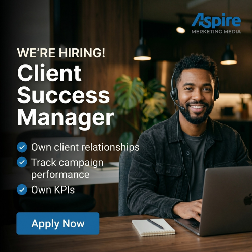 Aspire Media Marketing Facebook ad: We're Hiring: Client Success Manager