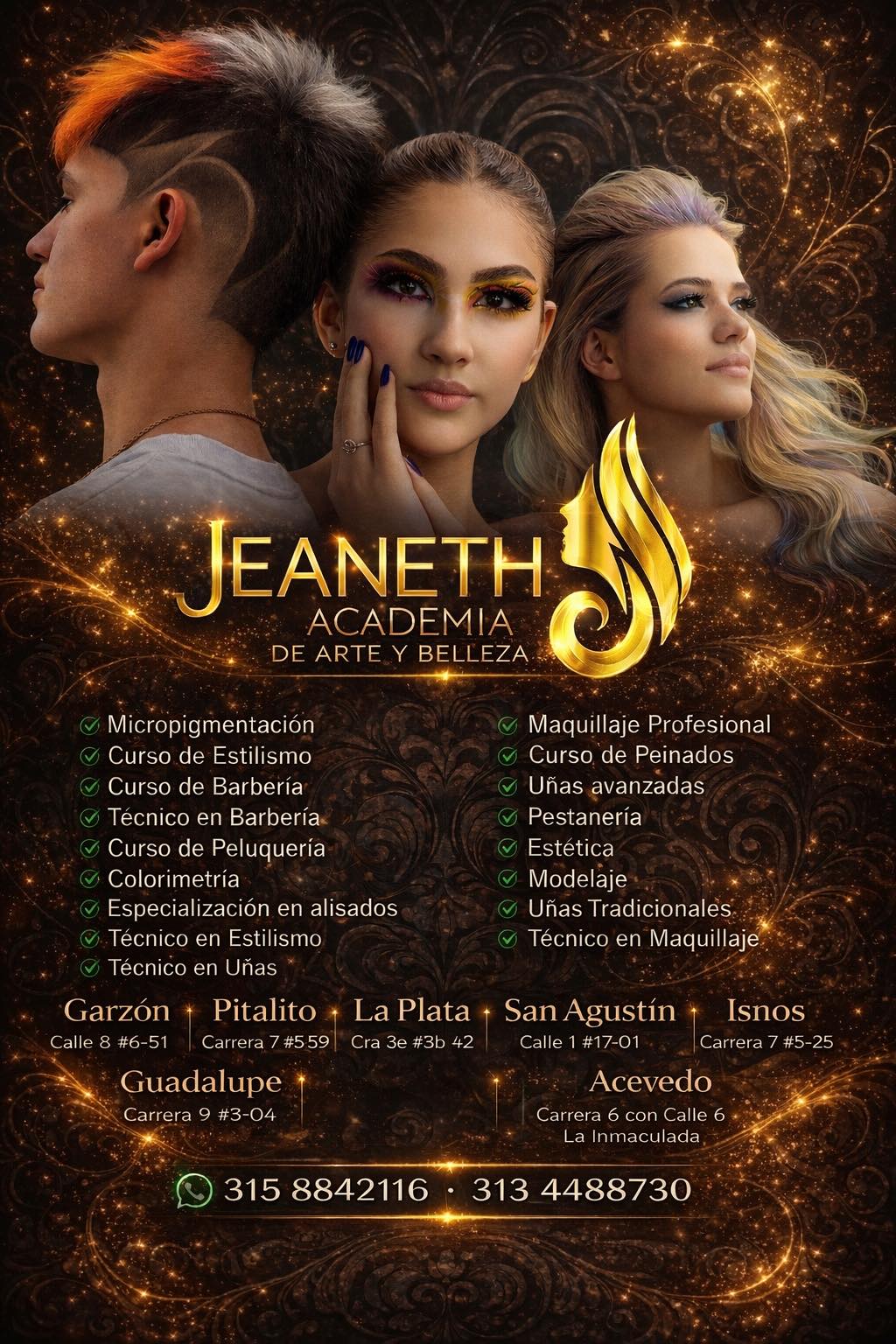Academia de Arte y Belleza Jeaneth Facebook ad: ¡ATENCIÓN HUILA! TU FUTURO EMPIEZA HOY