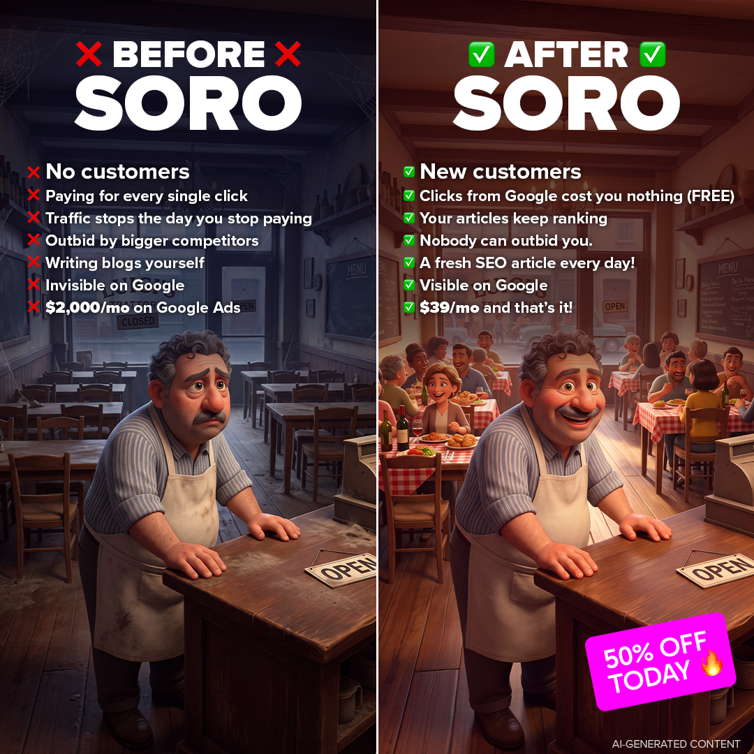 Soro SEO Facebook ad: Rank #1 on Google