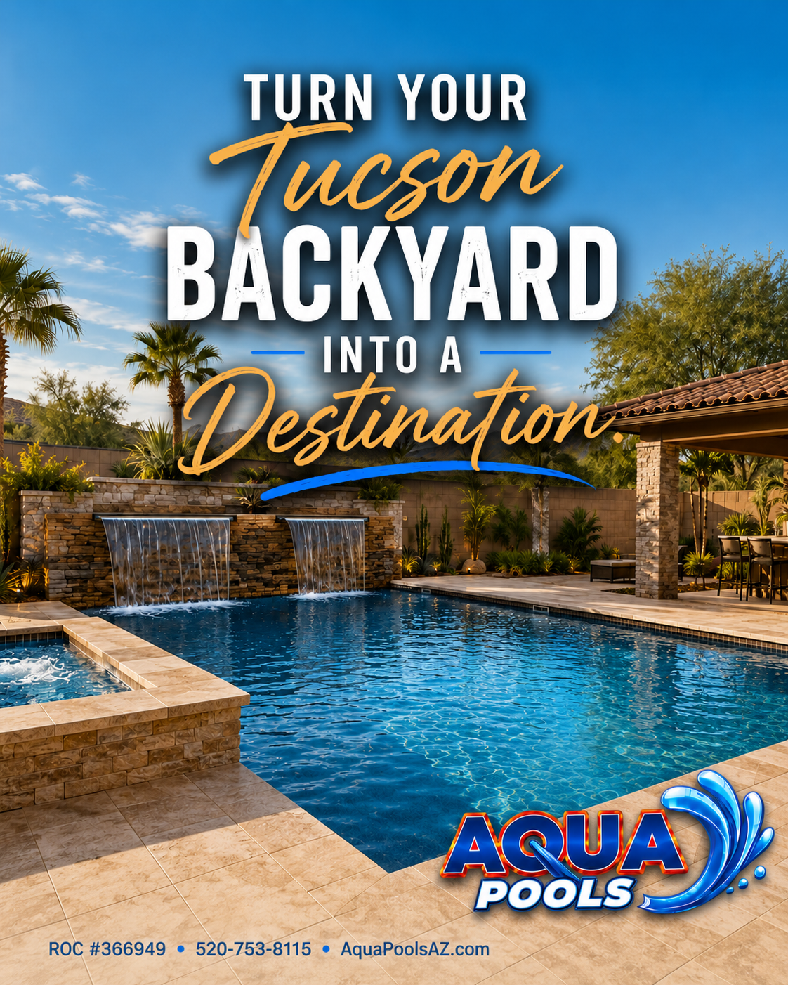 Aqua Pools Facebook ad: Custom Pools Starting at $49,995